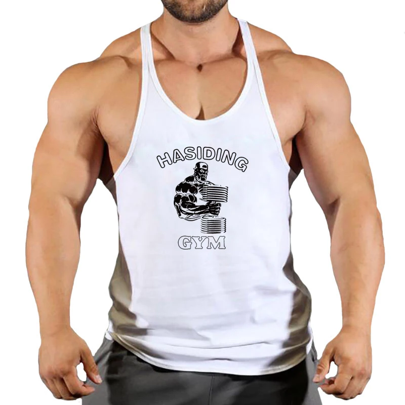 Brand Gyms Stringer Clothing Bodybuilding Tank Tops Men Fitness Singlet Sleeveless Shirt Printed Cotton Muscle Vest Undershirt