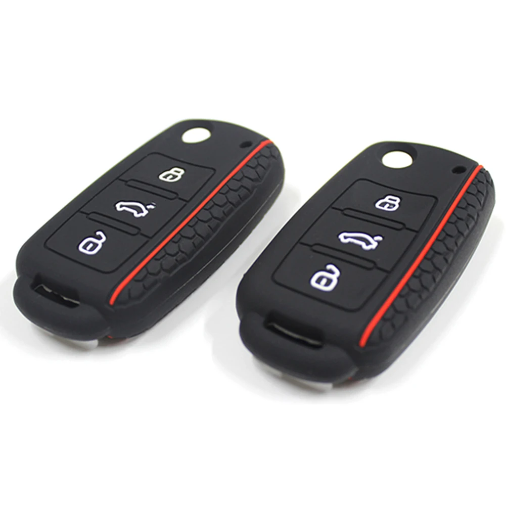 Silicone Car Key Cover Case Protector 3 Buttons Car Key Shell Remote Key Fob Case Cover for VW Sagitar Polo Bora Golf