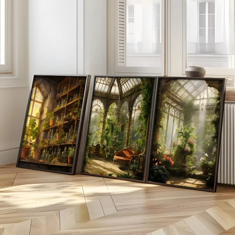 Renaissance Greenhouse Art Plant Garden Poster Woffity Simple Frameless Wall Sticker For Home Living Room Bathroom Decoration