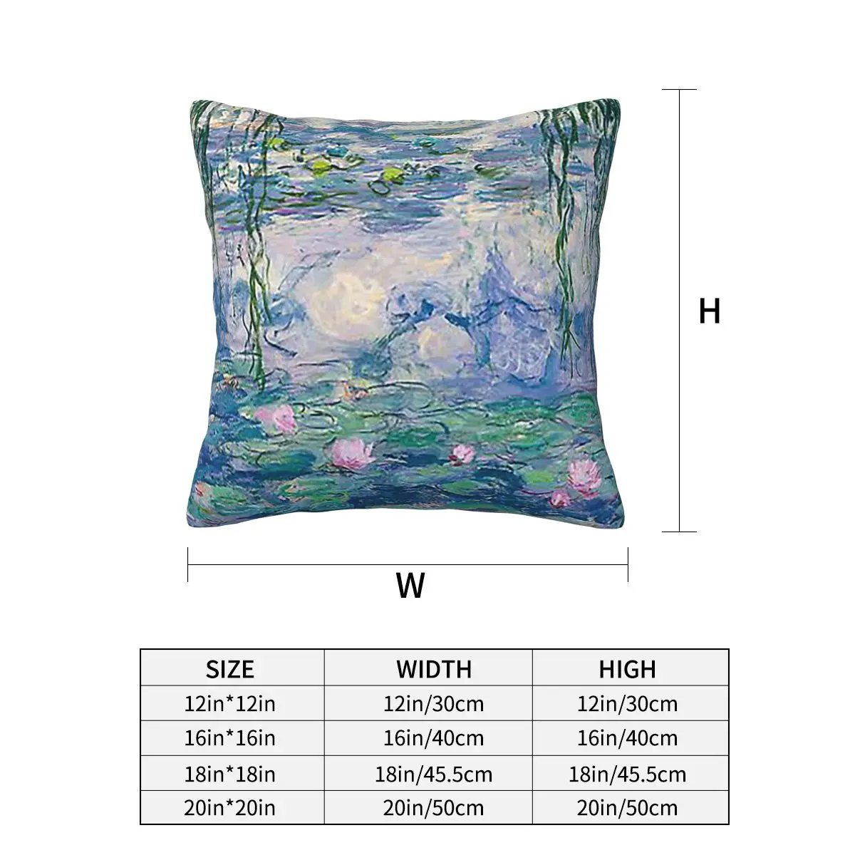 Water Lilies Claude Monet Fine A Square Pillowcase Pillow Cover Cushion Zip Decorative Comfort Throw Pillow for Home Sofa