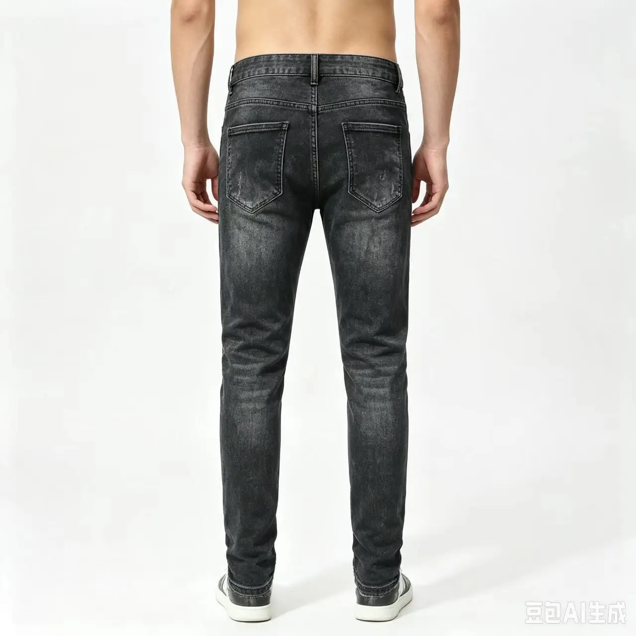 Men's Y2K slim fit black jeans with red patches, retro elastic street hip-hop Feng Shui wash, elastic slim fit jeans