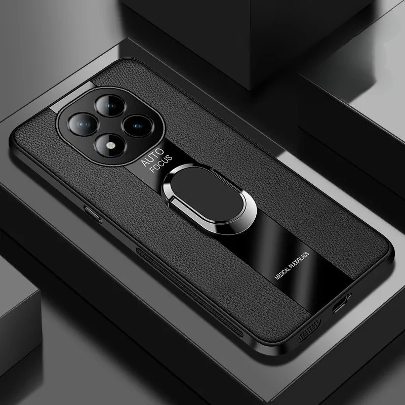 Étui en cuir PU Plexiglas pour Redmi Note 15 Pro 5G, support magnétique en métal, coque antichoc pour Redmi Note 15 Pro+ Plus