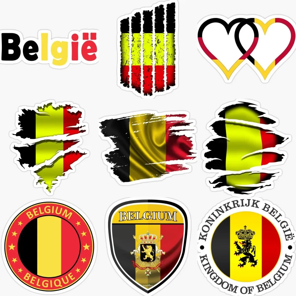 

B Belgium Flag National Emblem Lion PVC Sticker for Covered Scratch Decorate Car Bumper Motorcycle Wall Room Decal Accessories