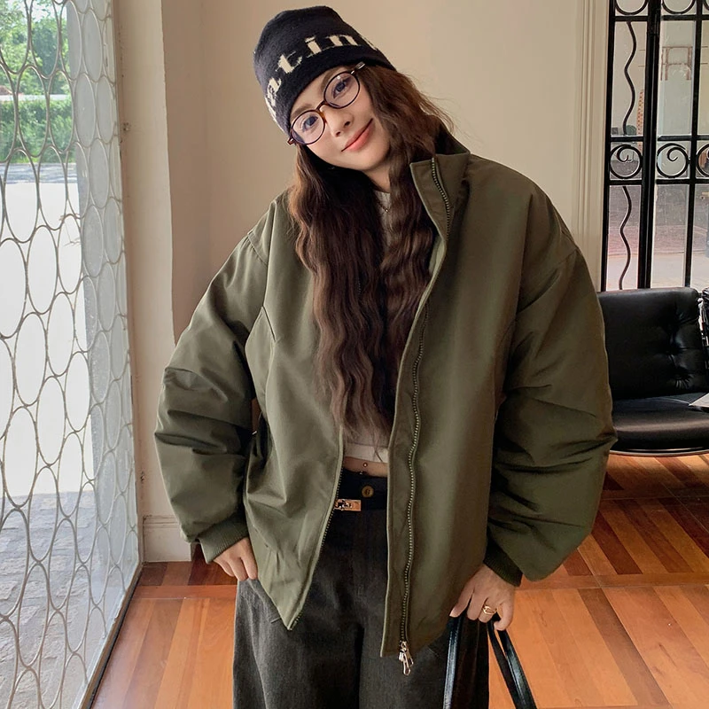 

2025 New American Retro Cotton Jacket Pilot Jacket Design Sense Niche Autumn Winter Baseball Jacket High Collar Streetwear Tops