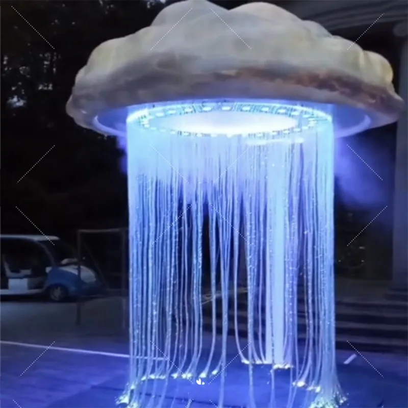 interactive cloud water curtain luminous mushroom cloud landscape light, sensing water with lightning and thunder