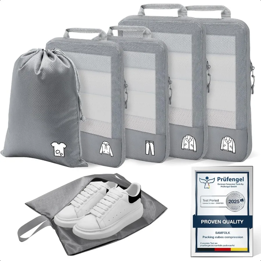 

Comprion Packing Cubes for Travel Lightweight 6 Set Bags Cruise Must Haves for Lage Carry On Suitcase and Clothes Organizer Dur