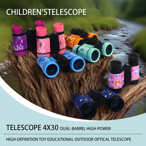 Imagen 1 del producto Telescopio Binocular 4X30 para niños, gran aumento, rompecabezas educativo de alta definición, telescopio óptico de dibujos animados para exteriores