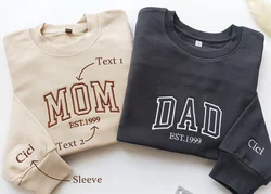 Custom Mom and Dad Embroidered Crewneck Sweatshirt, Pregnancy Announcement Shirts, Personalized Gift For Couple Mom and Dad