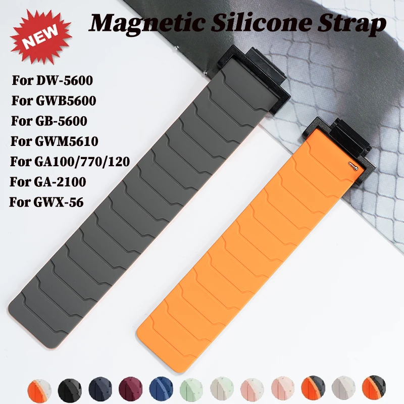 Magnetisches Silikonarmband für Casioak DW-5600 GA-2100 GW-M5610 GA-110/100/120 Ersatzarmband Sport Soft Band Handgelenkband