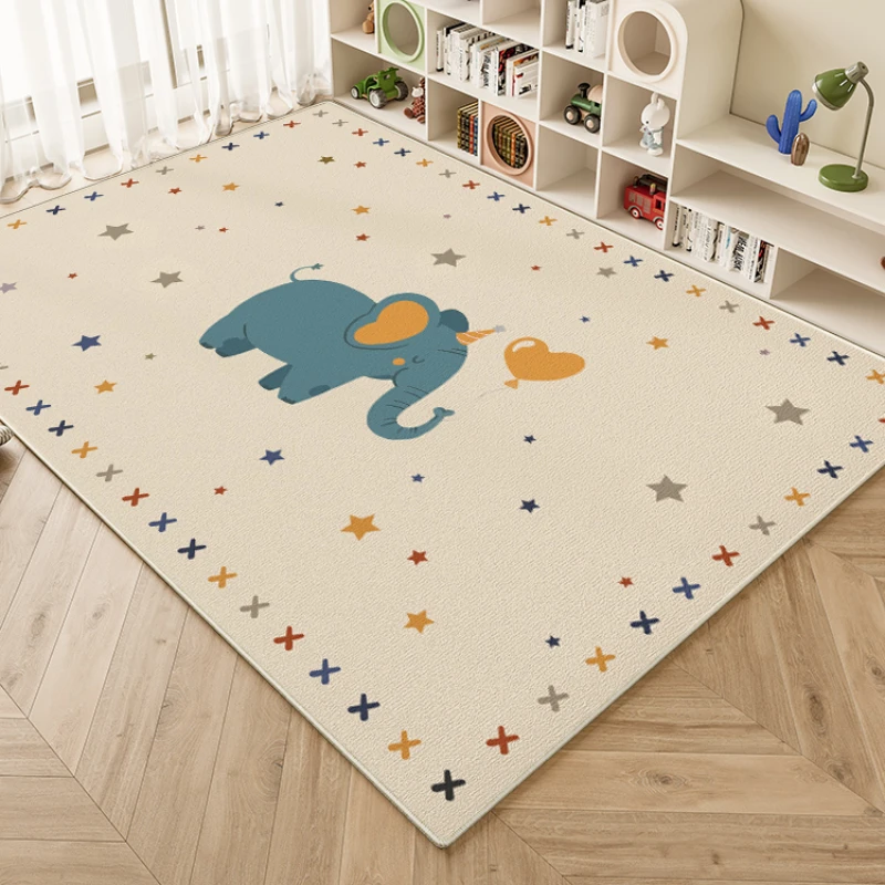 Cream Style Children Room Soft Carpet Living Room Learning Reading Baby Crawling Carpets Bedroom Play Wipeable Soundproof Rug