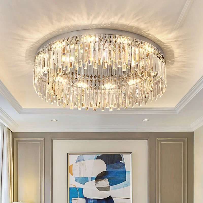 Plafonnier LED en cristal au design moderne, lustre de luxe, éclairage d'intérieur, luminaire décoratif de plafond, idéal pour une salle à manger ou un restaurant