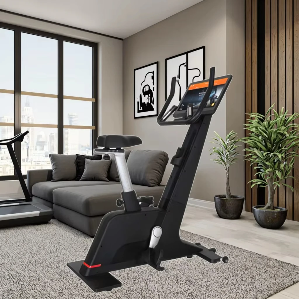 K9005P Commercial Gym Equipment Belt Drive Upright Exercise Bike Indoor Fitness Comfortable Seat Magnetic Resistance LCD Display