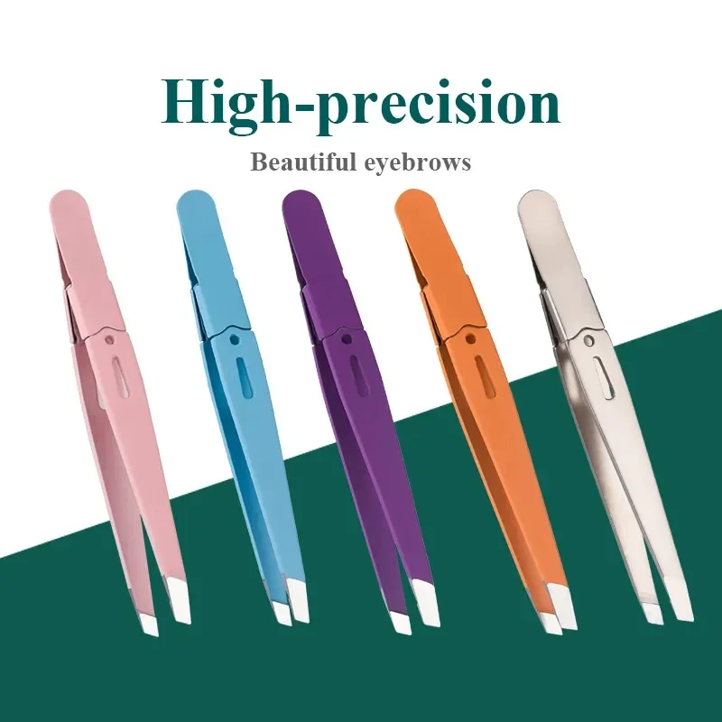 QIWU pince à sourcils 1 pièce coloré cheveux beauté cheveux fins extracteur acier inoxydable incliné sourcils Clips élimination outils de maquillage