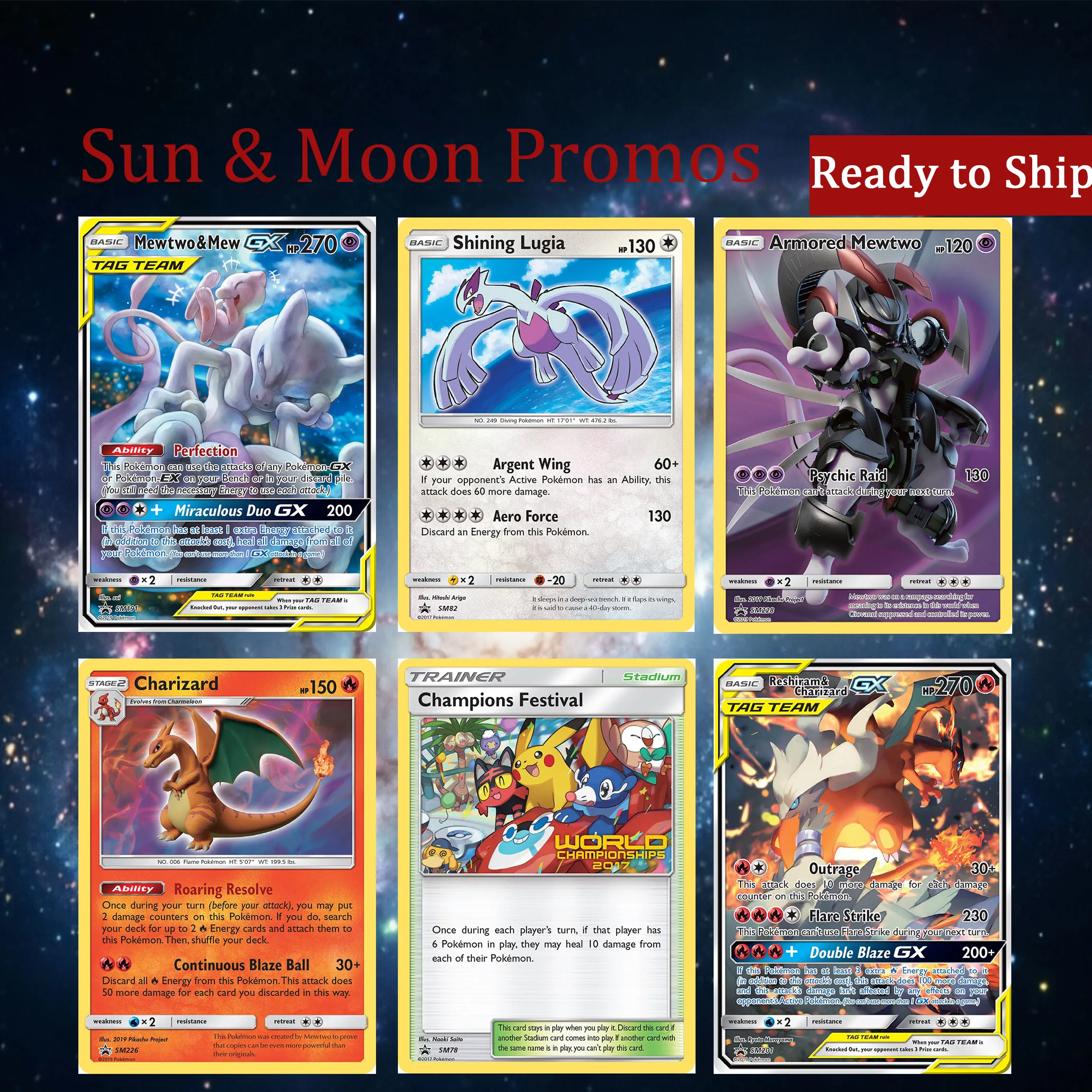 Limited Rare Pokemon TCG Sun & Moon Promos Shining Lugia Armored Mewtwo Cards Premium Collection Mint Condition