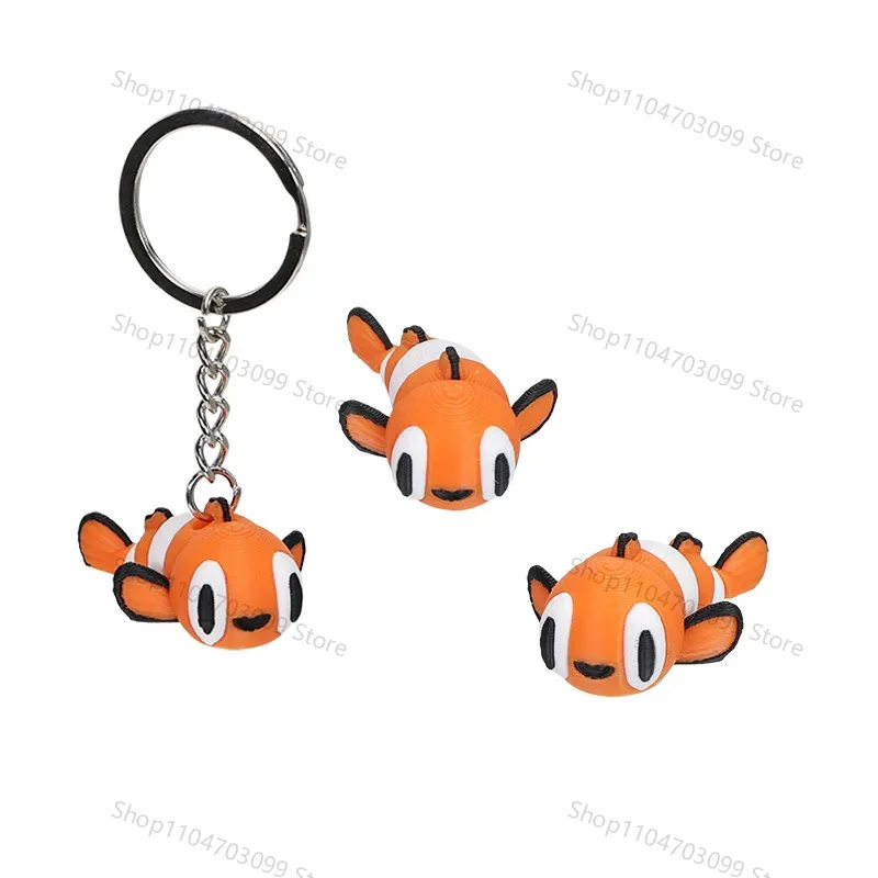 Cute Clownfish Keychain 3D Printed Cartoon Nemo Key Ring Cute Animal Pendant For Backpack Handbag Car Key Charm Gift