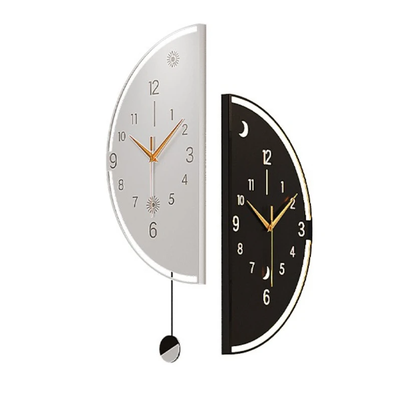 Modern Wall Clocks Minimalist Clocks Wall Art Pendulum Clock Living Room with Light Mechanism Elegant Decoration