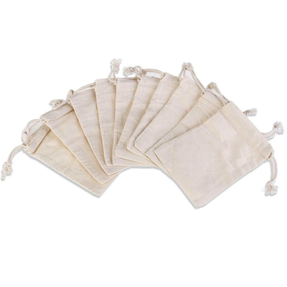 

Pretty Beige Cotton Drawstring Bags 10x14 5cm Jewellery Gifts Wedding Party Favor Pouches Gift Packaging Accessories Miniature