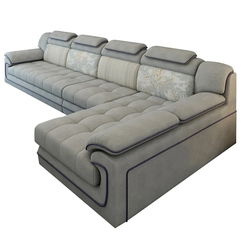 Nordic fabric sofa, living room modern simple home latex flannel sofa combination