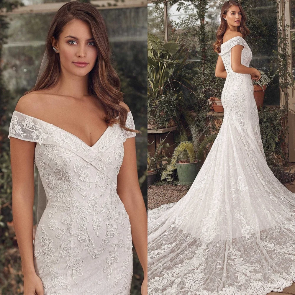 Aangepaste hoge kwaliteit witte tule trouwjurk prachtige strapless vestido de novia eenvoudige knoppen terug robe de mariée