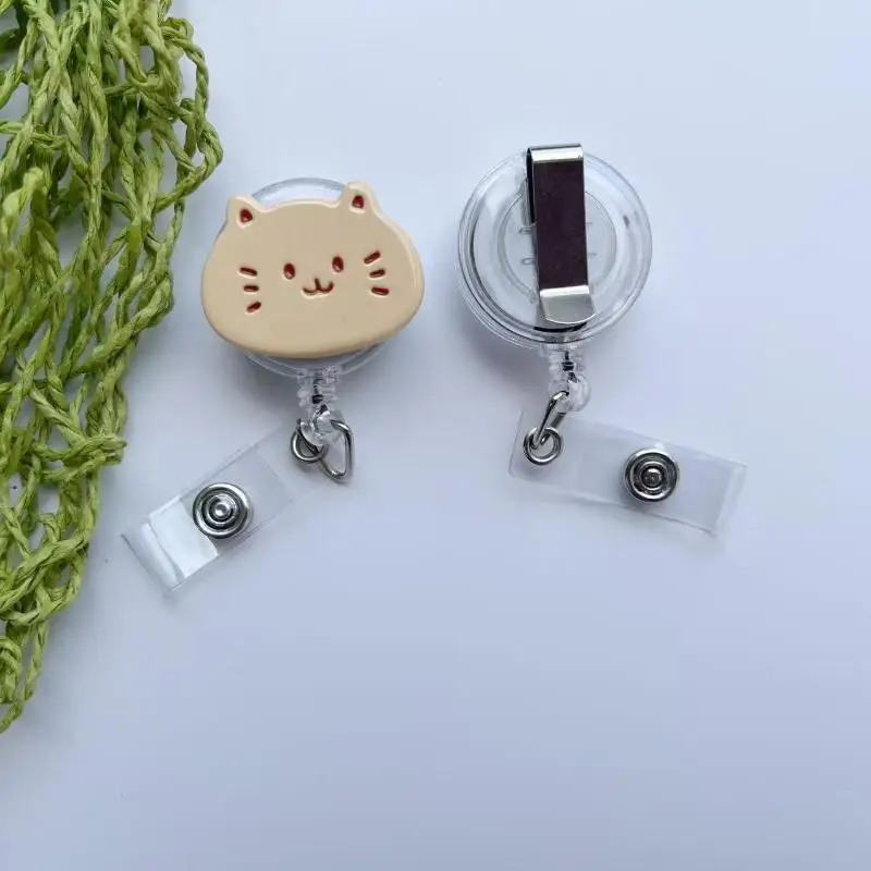 Cat-Shaped Retractable Badge Holder Anti-Loss Gadget For Nurses And Students Can Be Stretched And Retracted