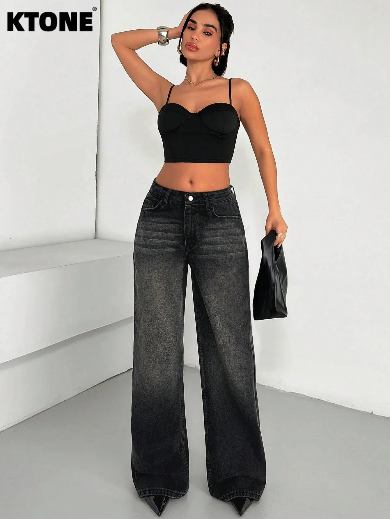 

Джинсы унисекс черные свободного кроя для мужчин, легкие, в стиле ретро Y2K, без аксессуаров и ремней.