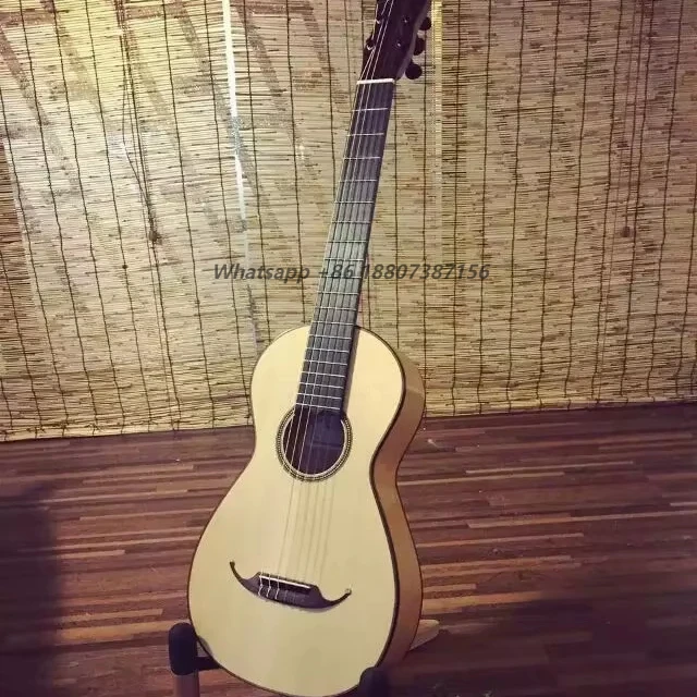 High-Gloss Vintage Classical Acoustic Guitar  Small Size Solid Top with Flamed Maple Back/Side High Quality Product