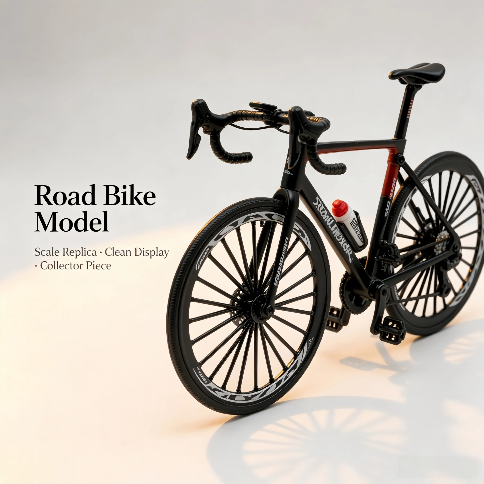1:8 Scale Realistic Alloy Simulation Road Racing Bicycle Model Detachable Mini Water Bottle Rubber Tire Exquisite Desktop Orname
