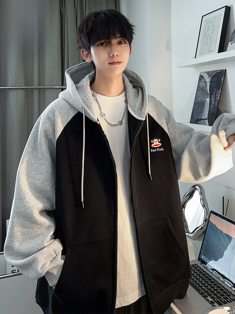 

PaulFrank M Hooded Jaet Casual Loose Spring Open Cardigan Sweatirt Marmoset Mouth Color Blo Cotton Polyester Blend