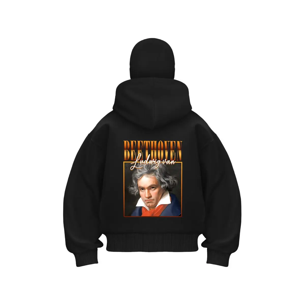 

Beethoven Composer Portrait & Luxury Vibe Double Hood Balaclava Men Zip Hoodie Winter Warm