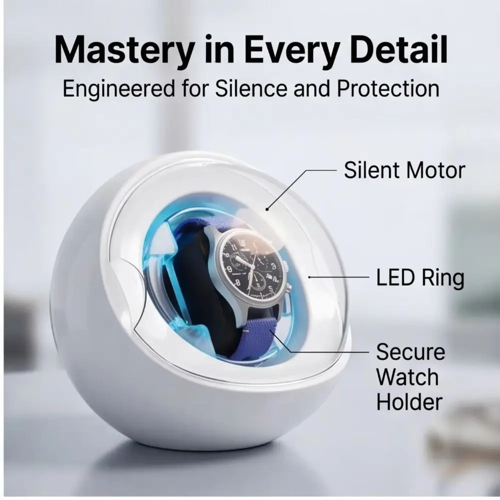 Dual-use for Charging and Plugging Watch Winder Silent Motor Storage Automatic Watch Winder 5 Color Changing Ambient Lights