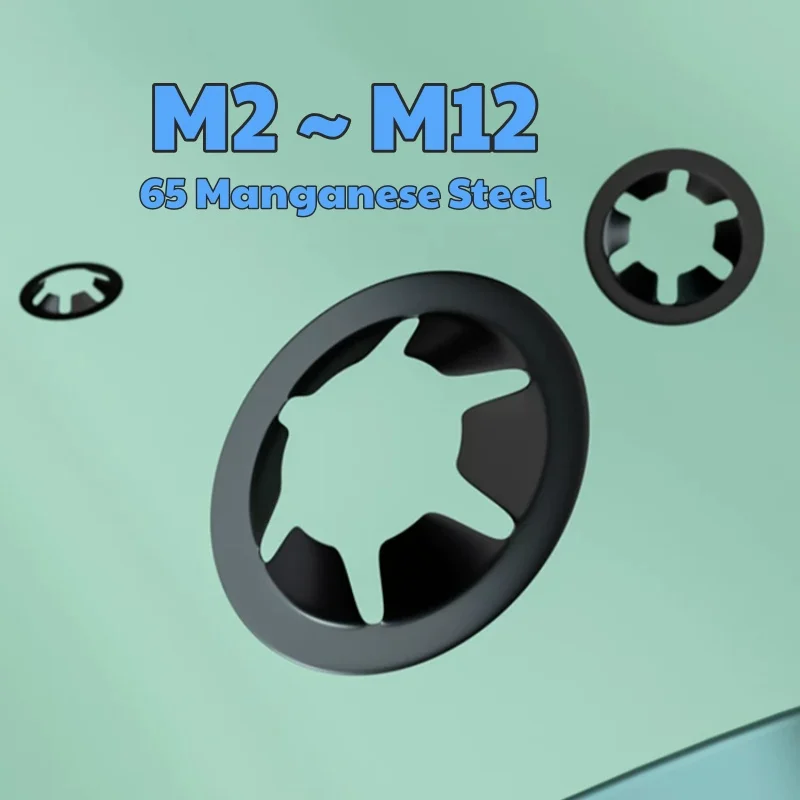 M2 ~ M12 65 Manganese Steel Black Star Lock Plum Bearing Retaining Rings Locking Spring Washers