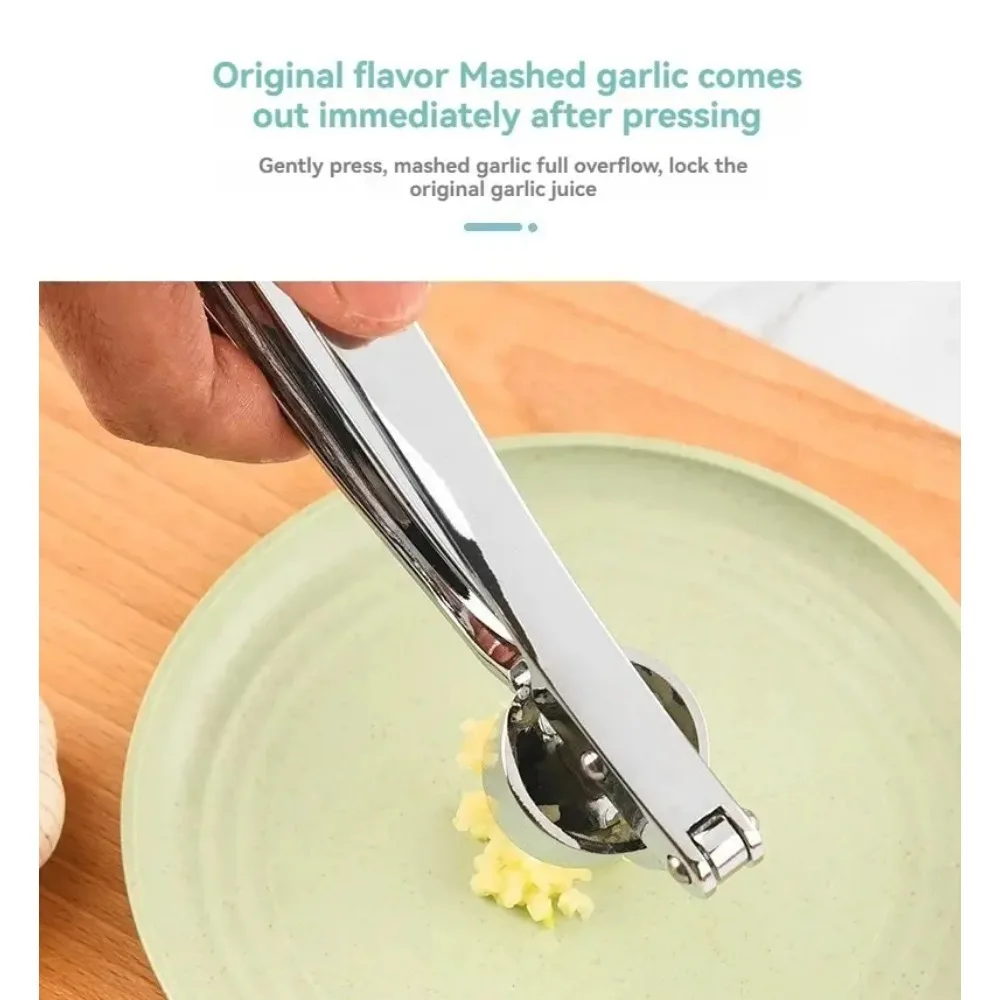 Garlic Press Anti-Skid Thickened Garlic Clip Multifunctional Zinc Alloy Stainless Steel Manual Pull Type Garlic Punch