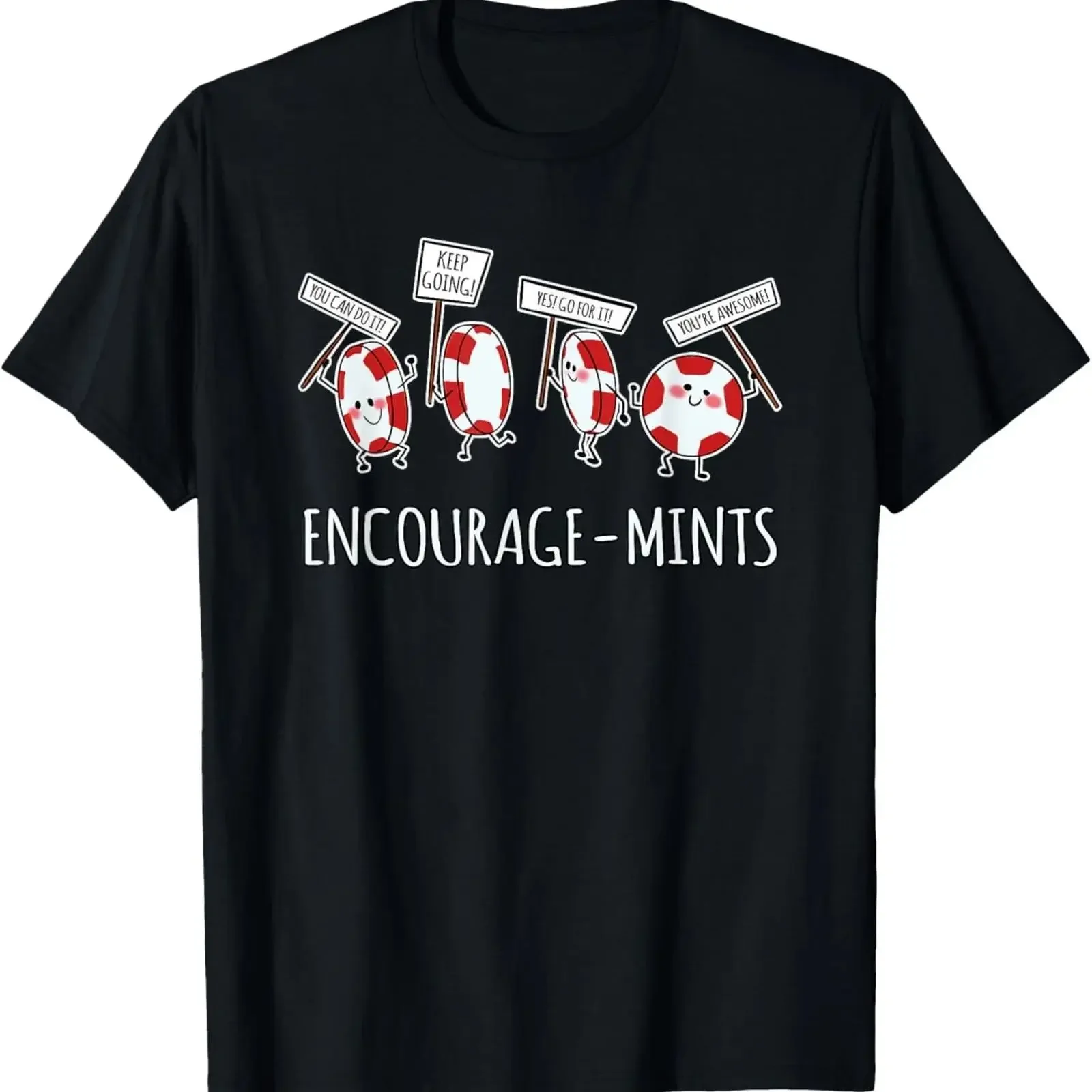 T-shirt humoristique avec jeu de mots 'Encourage mints', vintage, effet délavé, respirant, vêtements de créateur homme, légèrement streetwear, élégant, confortable, doux