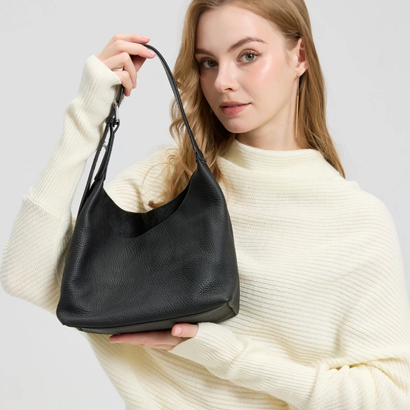 YANATARI Wholesale genuine leather  crossbody bag minimalist tote bag women bucket cowhide luxury handbag shoulder bag