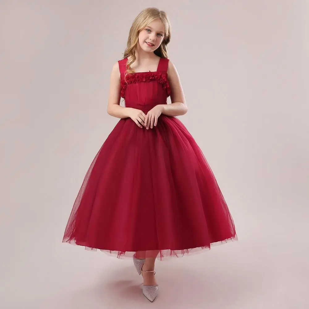 Kids Girl Suspender Princess Dress Flower Girl Wedding Dress Formal Evening Dress Gown Children's Birthday Dress Party Dresses