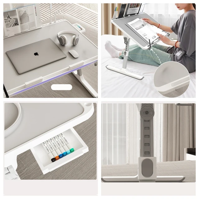 Adjustable Laptop Bed Tray Table Portable Standing Desk with Storage Drawer Foldable Lap Tablet for Sofa Comfortable Viewing 6 Adjustable Laptop Bed Tray Table Portable Standing Desk with Storage Drawer Foldable Lap Tablet for Sofa Comfortable Viewing 6