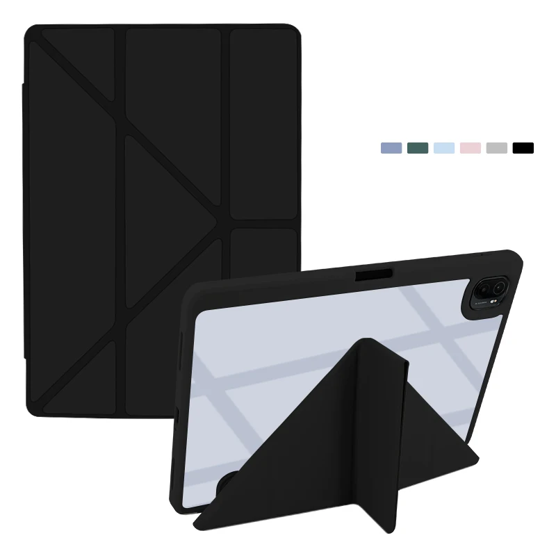 

For Xiaomi MI Pad Case 6 5 7 6s Pro 12.4 Redmi SE 11 12.1 inch Tablet Case Leather Y-fold Stand Shockproof Hard Clear Cover
