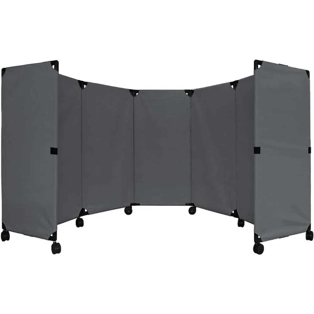 Portable Folding Wall Partition, Economical 5 Panel Design | Portable Room Divider on Wheels | Adjustable, Folding Panels