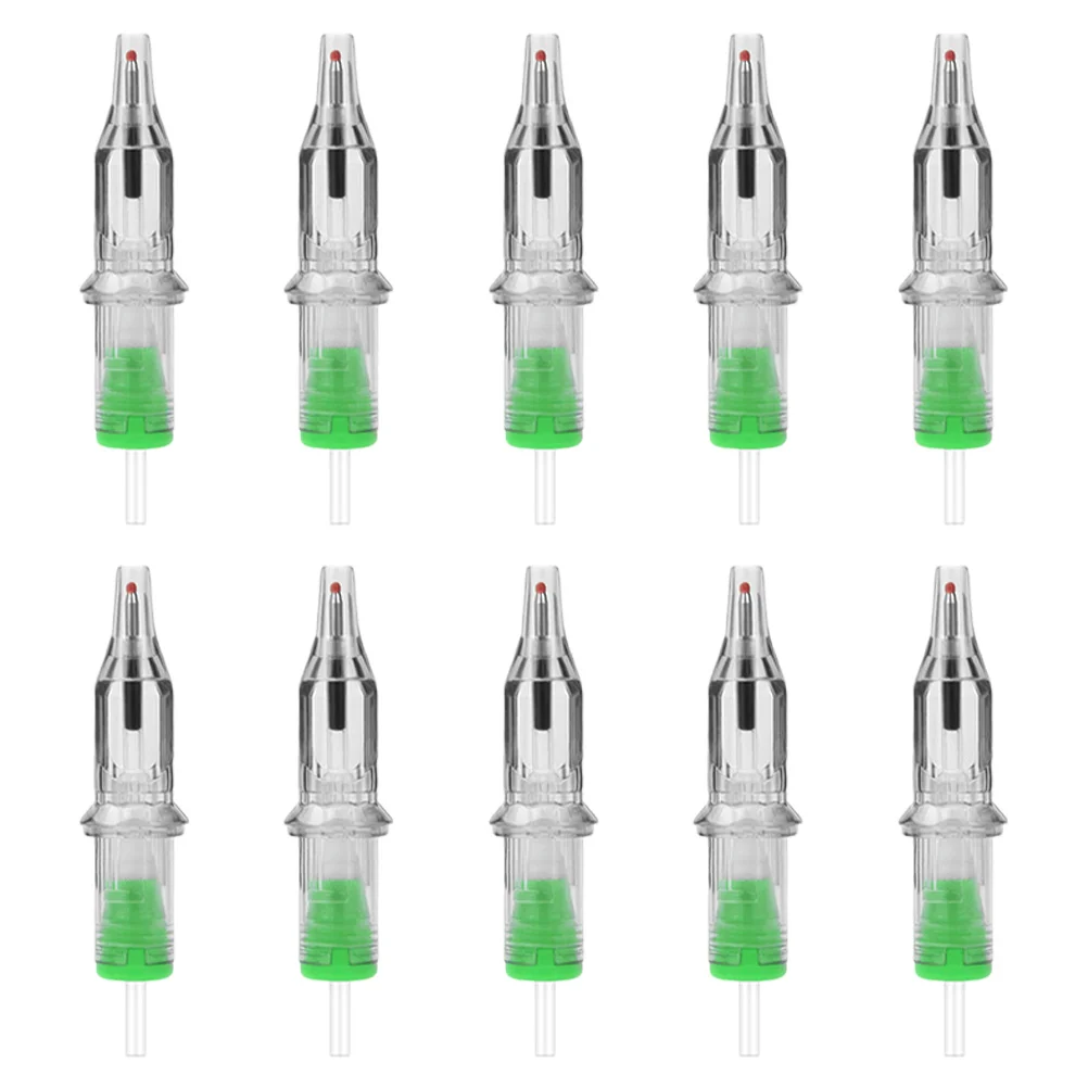 

10 Pcs Tattoo Needles Ballpoint Pen Shading Ink for Eyebrow Makeup Green Tattooing