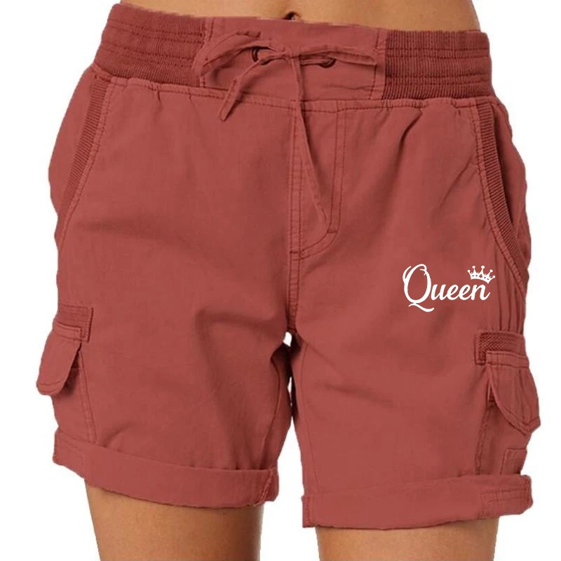 Fashion Queen Printed Women\'s Cargo Shorts Stretch Golf Active Shorts Work Shorts Outdoor Summer Shorts with Pockets