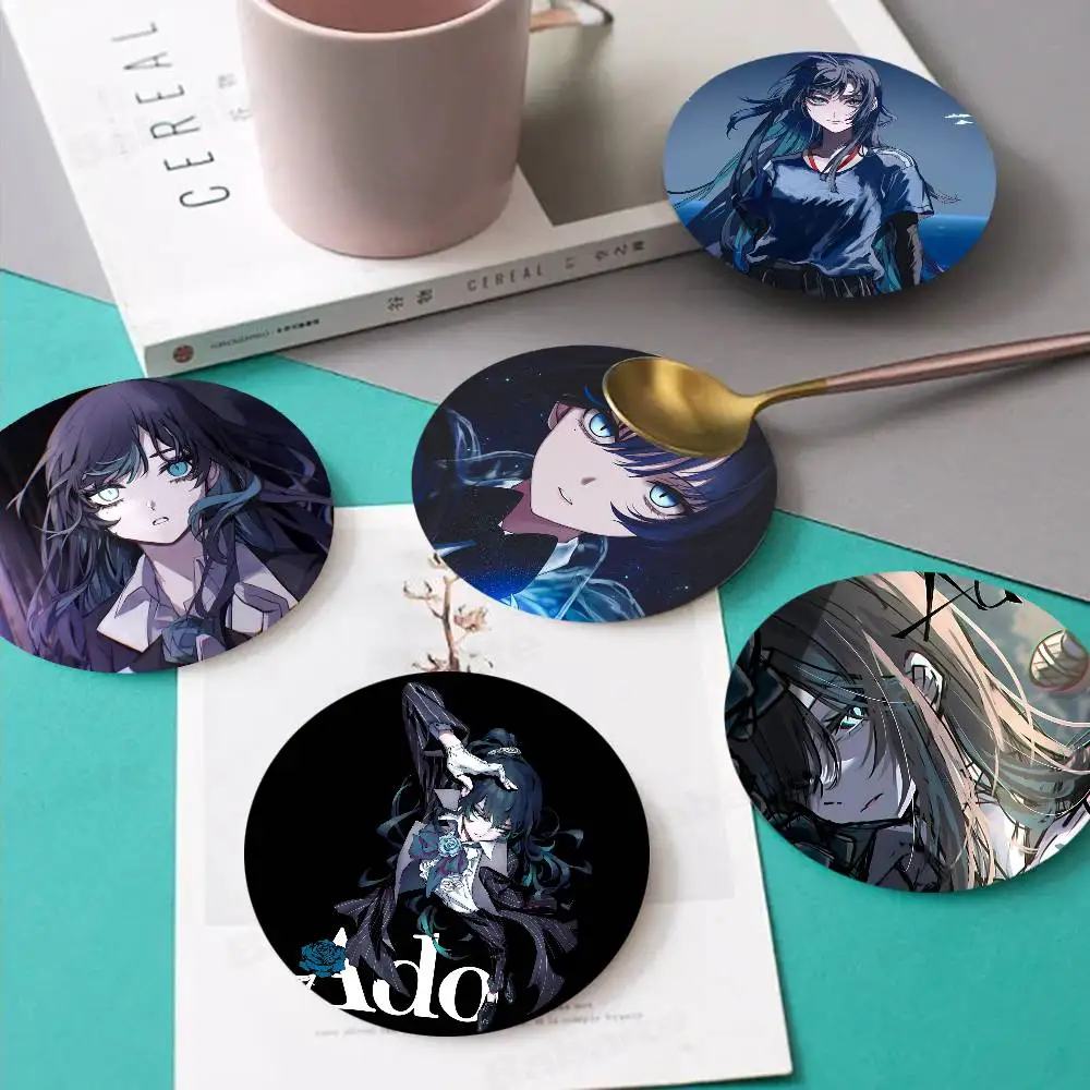 Singer A-Ado Themed Wooden Coaster Creative Heat-Resistant Non-Slip Table Mat, Suitable for Protecting Desktop