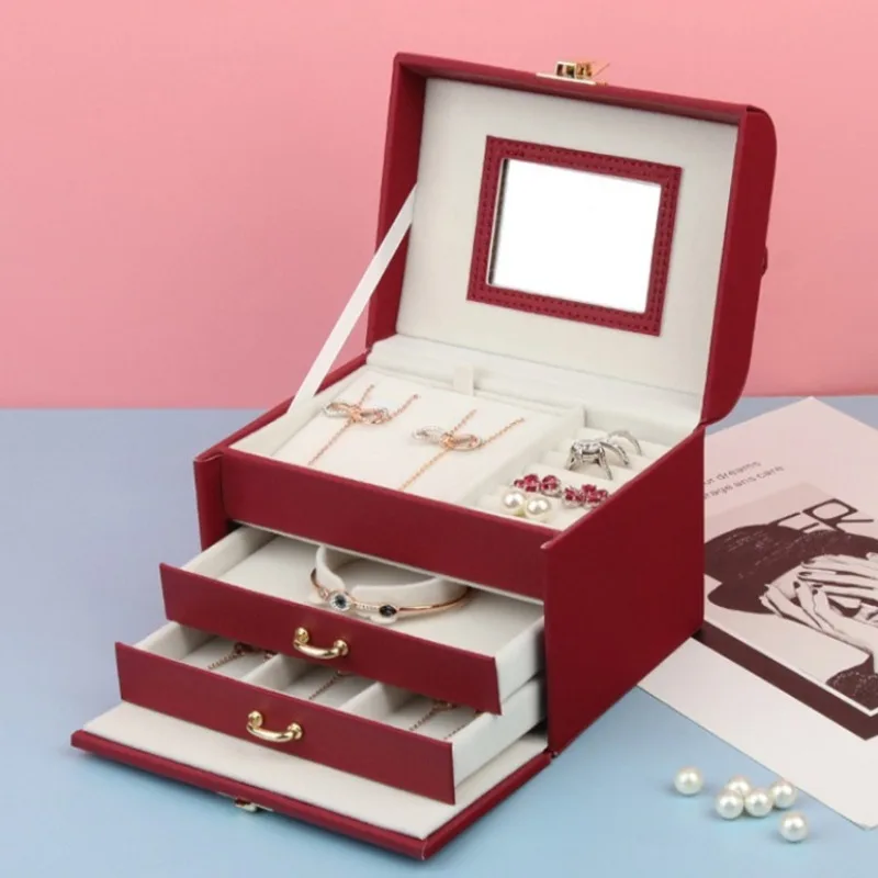 Wedding Jewelry Organizer Box Necklace Display Boxes Multilayer Earrings Storage Case Valentines Gifts Rings Exhibition Cases