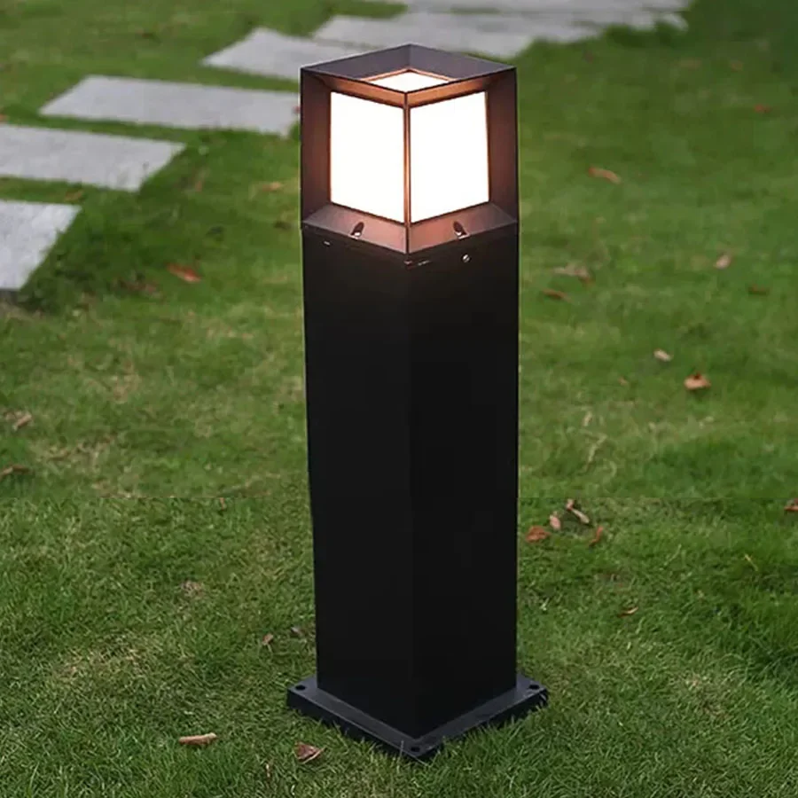 

60CM E27 Square Outdoor Garden Pathway Lawn Lamp Villa Courtyard Stand Pillar Light Modern Park Landscape Bollards Lamp