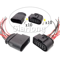 1 Set 10 Ways AC Assembly Auto Headlight Wire Plug Car Sealed Socket 1J0973835 1J0973735 1813346-1 493577-1 Electrical Connector
