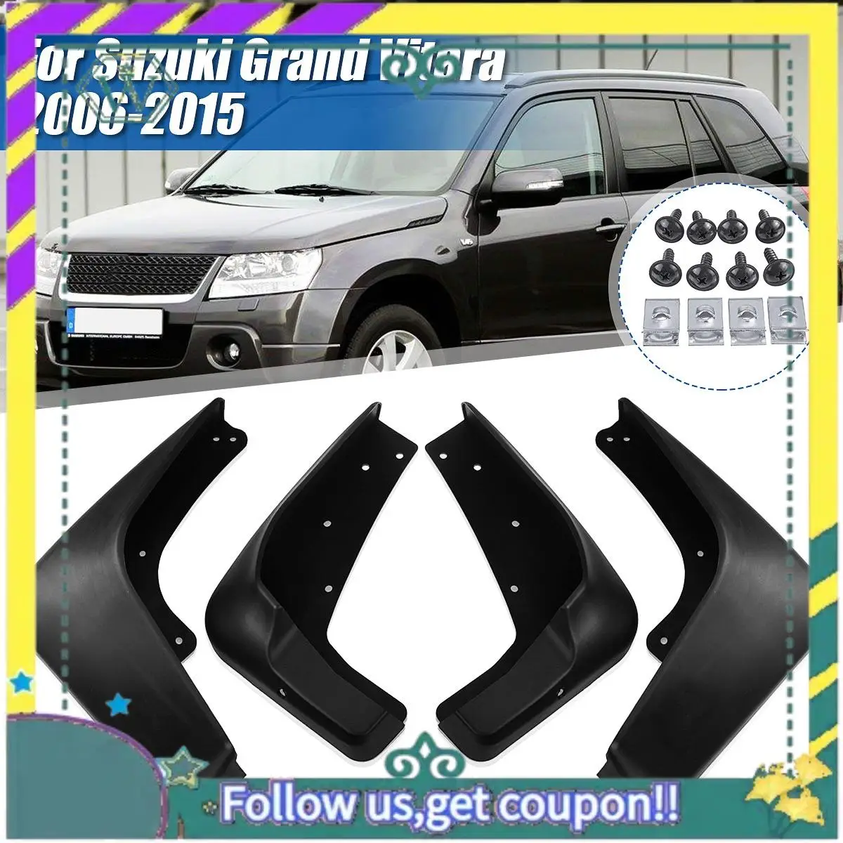 

Upgraded Car Mud Flaps For Suzuki Grand Vitara 2006-2015 Mudguards Mudflaps Splash Guards Fender