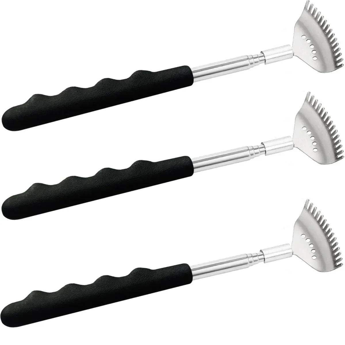 Upgraded Extendable Back Scratcher 15 Rakes Stainless Steel Portable Telescopic Back Scratcher Massage Tools Gifts for Men Women