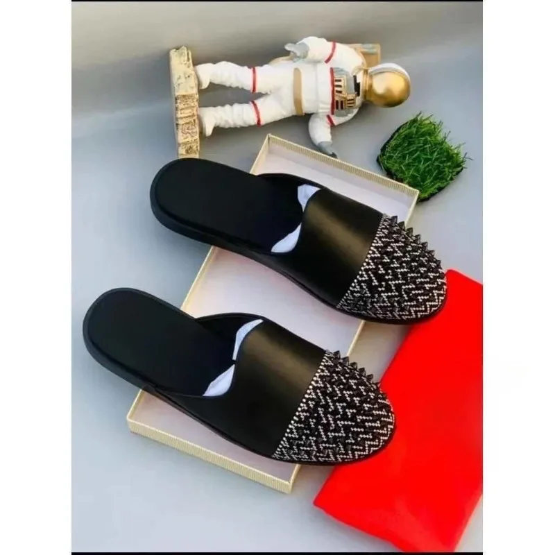 

Men's 2026 Punk Rivet Mules, Fashion Slip-On Half Slippers, Trendy Summer Casual Sandals for Outdoor & Daily Wear
