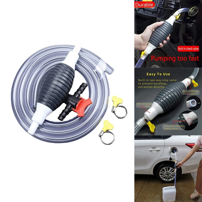 Multifunction Liquid Sucker Pump, Manual Fuel Transfer Pump Gasoline Siphon Hose, Portable Siphon Pump