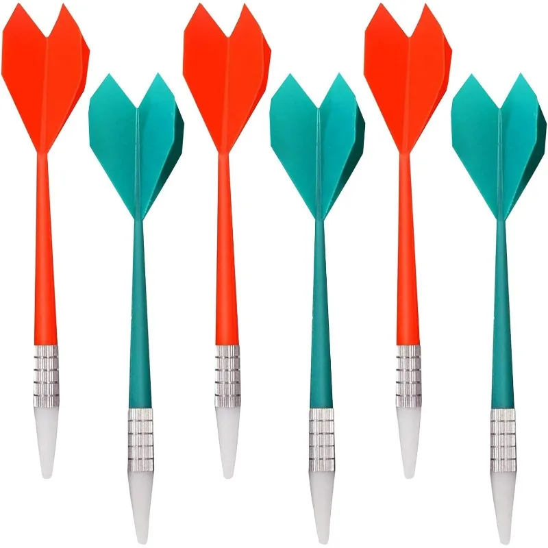 6 Pc Soft Tip Darts Plastic Gentle Hint Darts for Soft Dartboards Great Indoor Office Home Games for Kids and Adults (Red+Green)