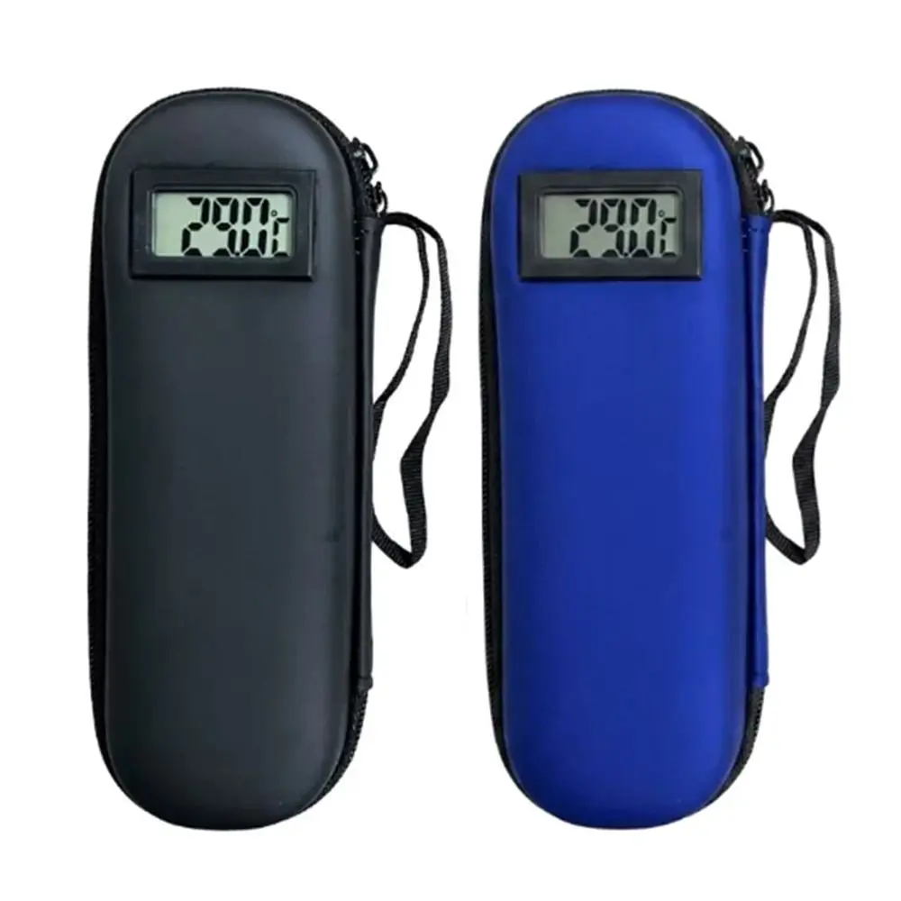 PU Insulin Cooling Bag Thermal Insulated Waterproof Glaciated Cold Storage Bag with Thermometer Display Pocket Pill Protector